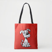 Cartoon Dog Tote Bag with Red Background トートバッグ (正面)
