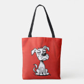 Cartoon Dog Tote Bag with Red Background トートバッグ (裏面)
