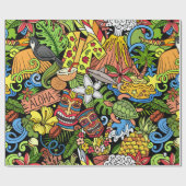 Cartoon doodles Hawaii seamless pattern. Backdrop  ラッピングペーパー (フラット)