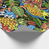 Cartoon doodles Hawaii seamless pattern. Backdrop  ラッピングペーパー (角)
