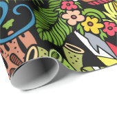 Cartoon doodles Hawaii seamless pattern. Backdrop  ラッピングペーパー (ロールコーナー)