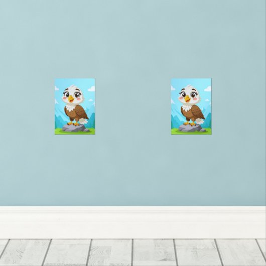 Cartoon Eagle on Rock – Cute Vector Character (ウッドフロア)