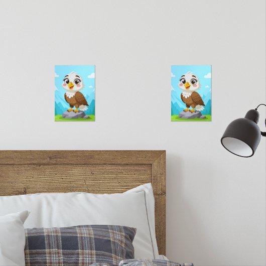 Cartoon Eagle on Rock – Cute Vector Character (寝室)