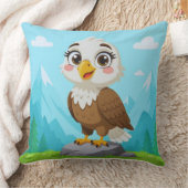 Cartoon Eagle on Rock – Cute Vector Character クッション (ブランケット)