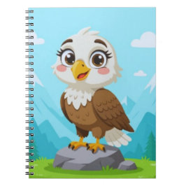 Cartoon Eagle on Rock – Cute Vector Character ノートブック