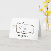 Cartoon El Gato Cat Doodle Line Drawing Card カード (黄色い花)
