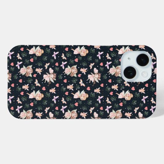 Cartoon Fairy With Flowers Seamless Pattern Case-Mate iPhoneケース (裏面 (横))