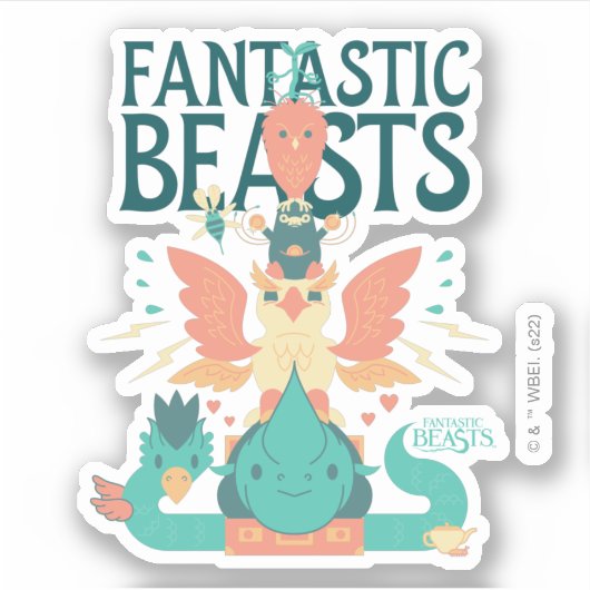 Cartoon Fantastic Beasts Emerge From Suitcase シール (正面)