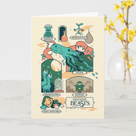 Cartoon Fantastic Beasts Scenes カード (黄色い花)