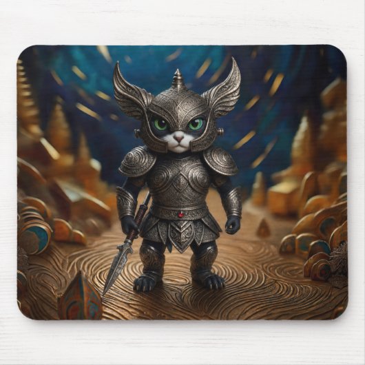 Cartoon Fantasy Scene With Armored Warrior マウスパッド (正面)