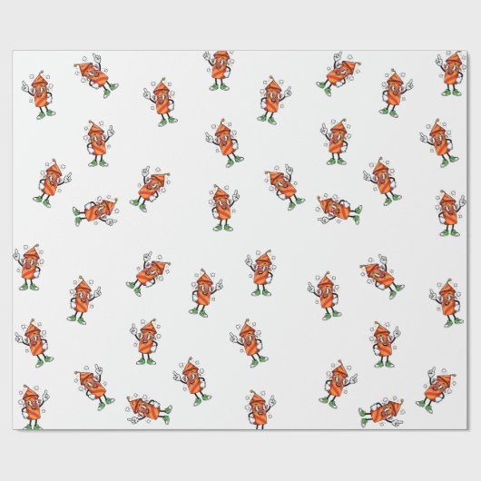 Cartoon firecracker character with glasses ラッピングペーパー (フラット)