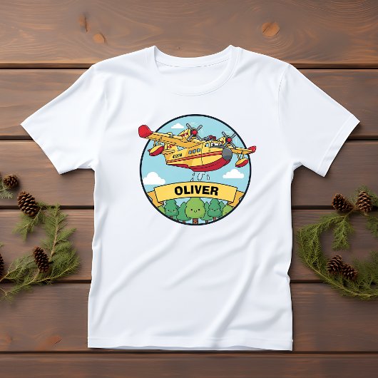 Cartoon Firefighting Plane Badge トドラーTシャツ