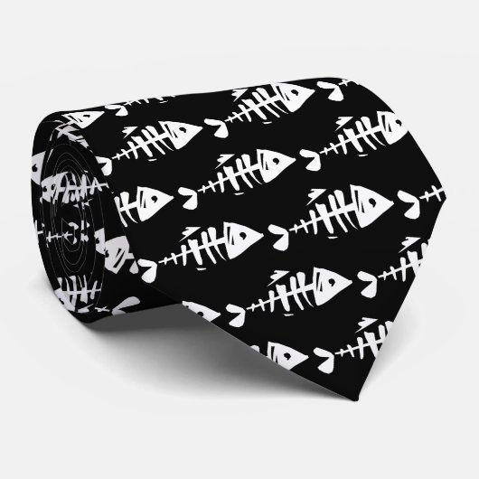 Cartoon Fish Bones Skeleton ネクタイ (ロール)