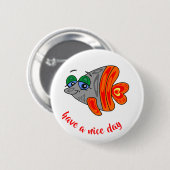 cartoon fish friendly orange grey 缶バッジ (正面&裏面)
