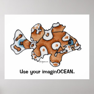 Cartoon Fish Sweetlips 005 ImaginOCEAN Poster Lrg ポスター