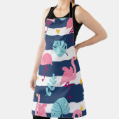 Cartoon Flamingos：夏の熱帯ヴィンテージ。 エプロン (インサイチュ)