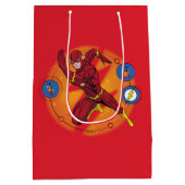 Cartoon Flash Laboratoryランニングのグラフィック ミディアムペーパーバッグ (裏面)