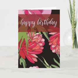 Cartoon Flowers Birthday Card カード