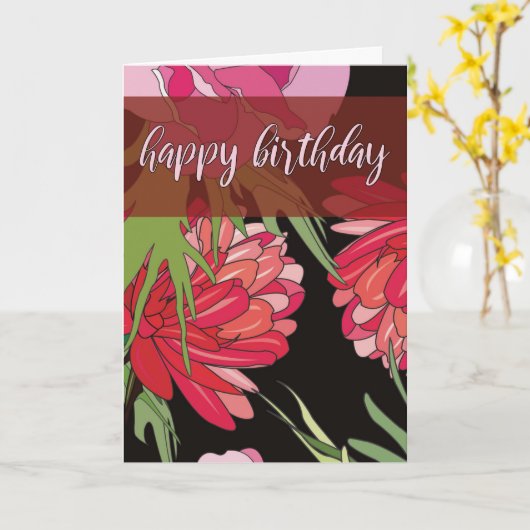 Cartoon Flowers Birthday Card カード (黄色い花)