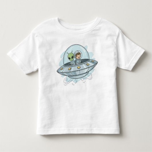 Cartoon Flying Alien トドラーTシャツ (正面)