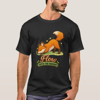Cartoon Fox Downward Dog Yoga Design Tシャツ