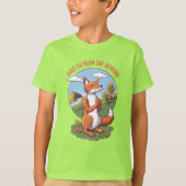 Cartoon Fox Prayer – Save Nature Message Tシャツ (正面)