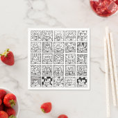 Cartoon Foxes Faces Squares Drawing スタンダードカクテルナプキン (インサイチュ)