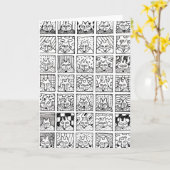 Cartoon Foxes Faces Squares Drawing Card カード (黄色い花)