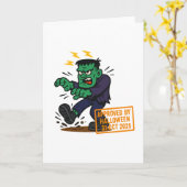  Cartoon Frankenstein – Approved by Halloween カード (黄色い花)