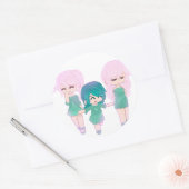 Cartoon Friends最高のスティッカー ラウンドシール (封筒)