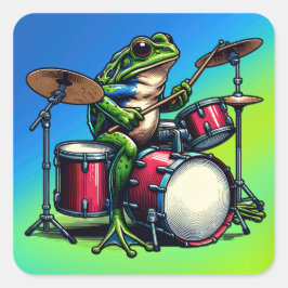 Cartoon Frogおもしろい遊's Drums スクエアシール
