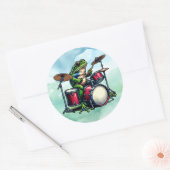 Cartoon Frogおもしろい遊's Drums ラウンドシール (封筒)