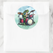 Cartoon Frogおもしろい遊's Drums ラウンドシール (バッグ)