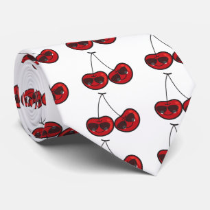 Cartoon Fun & Cool Cheeky Cherries With Sunglasses ネクタイ