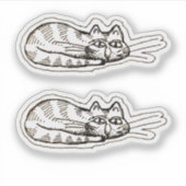 Cartoon Funny Cat Doodle Custom-cut Vinyl Stickers シール (正面)
