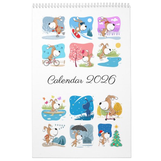 Cartoon Funny Cute Puppy Dog Lover 2026 カレンダー (カバー)