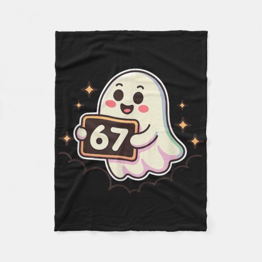 Cartoon Ghost 67 Meme  フリースブランケット (正面)