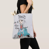 Cartoon Girl Nice Day Tote トートバッグ (クローズアップ)