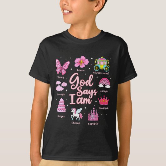 Cartoon God Say I Am Princess Girl Kids  Tシャツ (正面)
