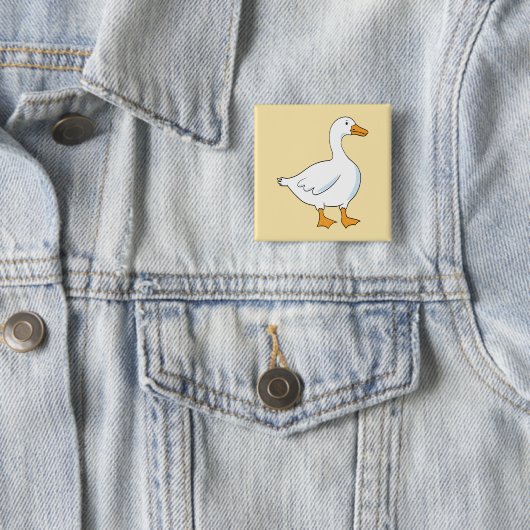 Cartoon Goose Yellow Square Button 缶バッジ (インサイチュ)