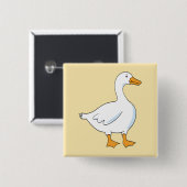 Cartoon Goose Yellow Square Button 缶バッジ (正面&裏面)