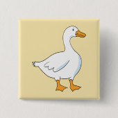 Cartoon Goose Yellow Square Button 缶バッジ (正面)
