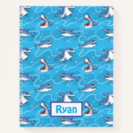 Cartoon Great White Sharks ノートブック