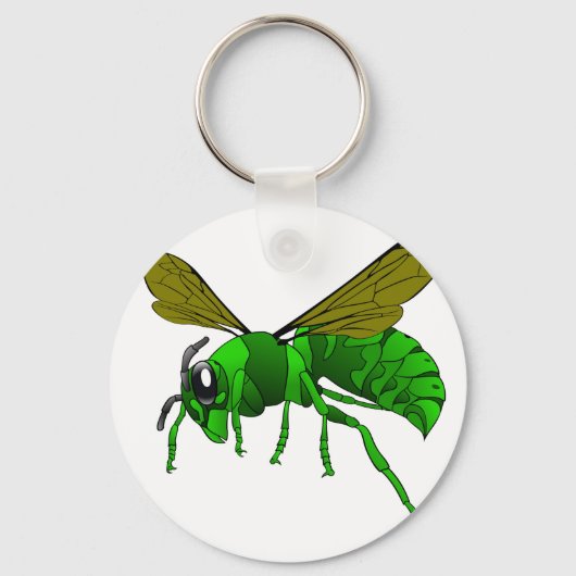 Cartoon green and lime hornet wasp bee キーホルダー (正面)
