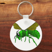 Cartoon green and lime hornet wasp bee キーホルダー (正面)