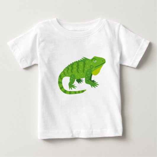 Cartoon Green Iguana Illustration ベビーTシャツ (正面)