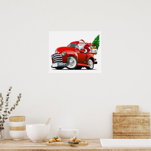 Cartoon greeting Christmas card ポスター (キッチン)