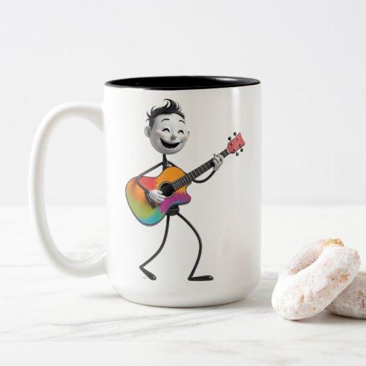 Cartoon Guitarist Mug ツートーンマグカップ (ドーナツ)