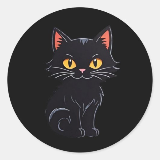 Cartoon Halloween Black Cat Stickers ラウンドシール (正面)