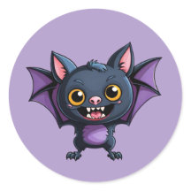 Cartoon Halloween Winged Vampire Bat Stickers